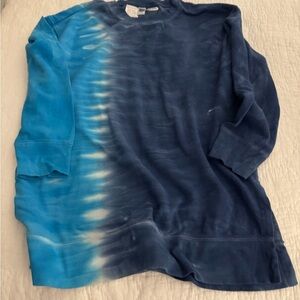 Custom Hand-Dyed Tie Dye Blue Sweatshirt 1XL. Blue/teal